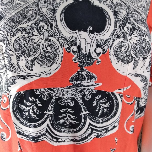 ASOS Maternity Dress Women's Size 4 Orange Black White Print Short Sleeve - Picture 7 of 10